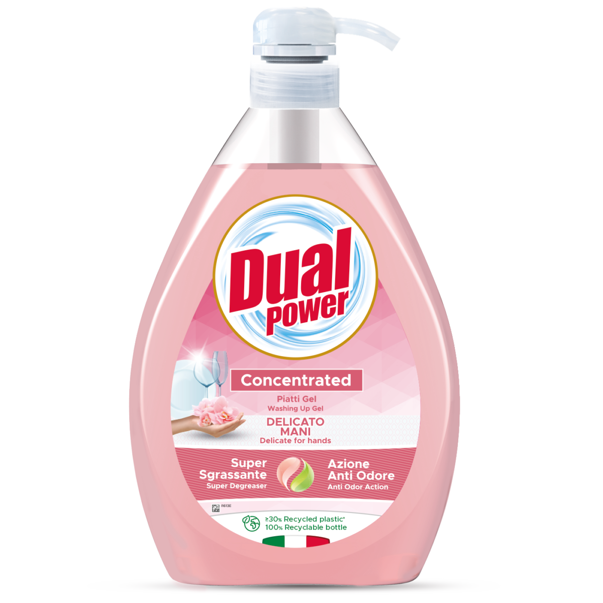 740470 Пластмасова бутилка с 1 л препарат за чинии с диспенсър Dual Power