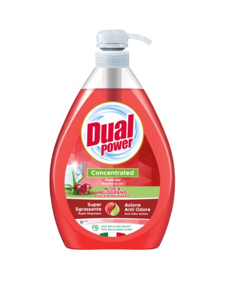 Пластмасова бутилка с 1 л препарат за чинии Алое и Нар Dual Power