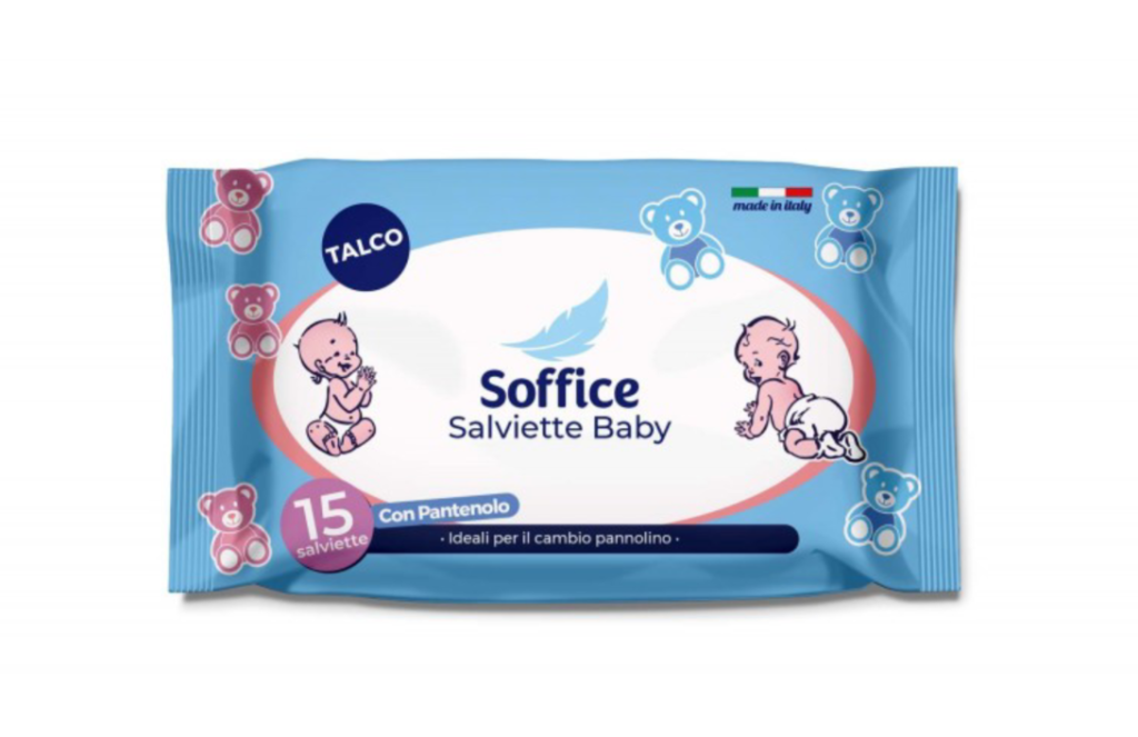 Джобна опаковка бебешки мокри кърпи Soffice – 15 броя, с нежен аромат и екстракт от лайка