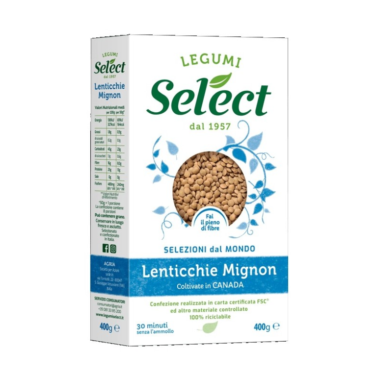 Пакет от 400 г ситна леща Select – фино зърно за бързо готвене и плътни вкусове