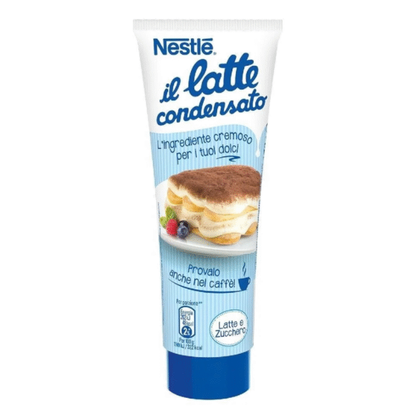 Кондензирано мляко Nestle 170 г в метална кутия с отворен капак.