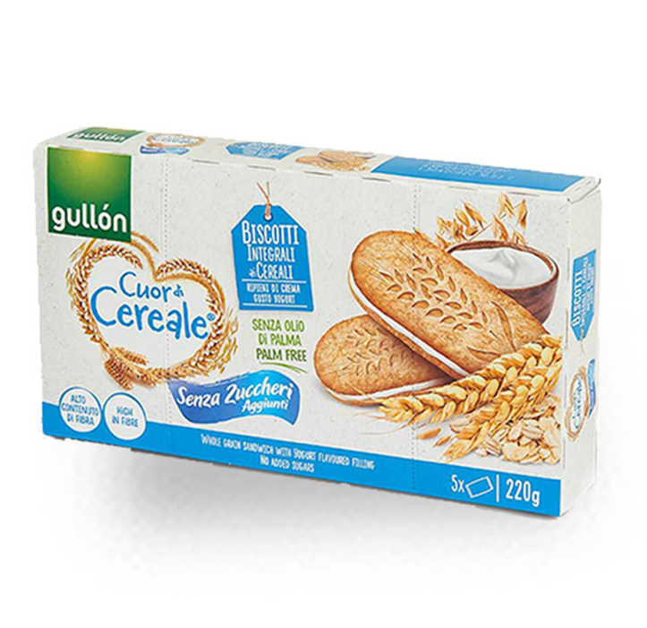 Пълнозърнести Бисквити с Крем Йогурт Cuor Di Cereale Без Захар 220 г