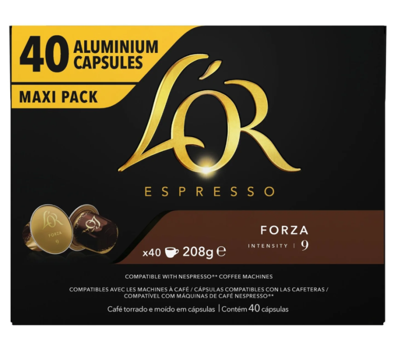 Кафе Капсули L'OR Espresso Forza за Nespresso® Система - 40 Бр. Алуминиеви капсули