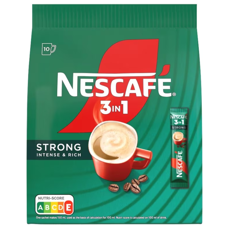 NESCAFÉ 3in1 Extra Strong Разтворимо кафе на стикове, 10 бр. x 16 г (160 г), Силно кафе с мляко и захар