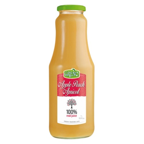 Сок 100% Greno Ябълка + Праскова + Кайсия 1 л