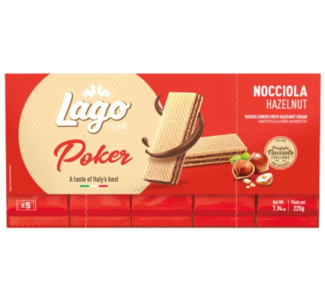 Вафли Lago Poker с Лешников Пълнеж 5х45 гр – 225 гр